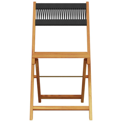 Bistro Chairs 2 pcs Black Solid Wood Acacia and Rope