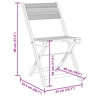 Bistro Chairs 2 pcs Grey Solid Wood Acacia and Rope