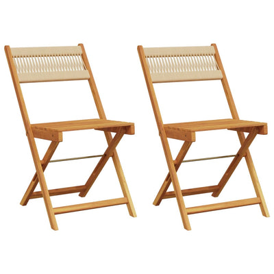 Bistro Chairs 2 pcs Beige Solid Wood Acacia and Rope