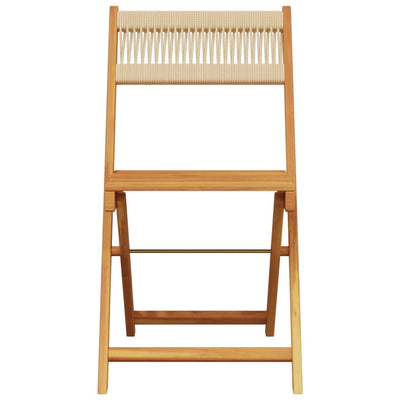 Bistro Chairs 2 pcs Beige Solid Wood Acacia and Rope