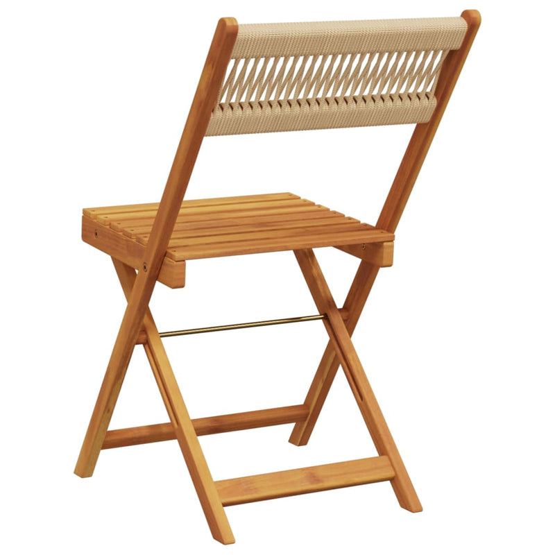 Bistro Chairs 2 pcs Beige Solid Wood Acacia and Rope