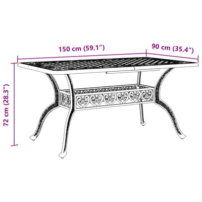 Garden Table Black 150x90x72 cm Cast Aluminium