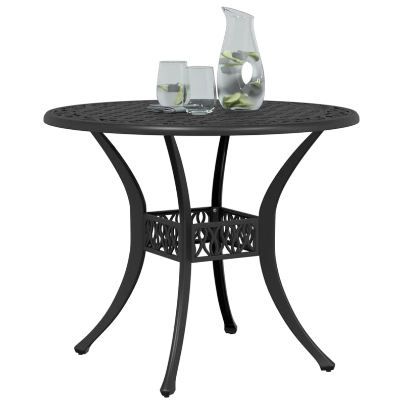 Garden Table Black Ø90x75 cm Cast Aluminium