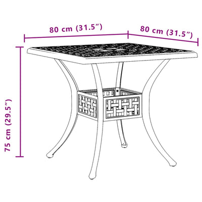 Garden Table Black 80x80x75 cm Cast Aluminium