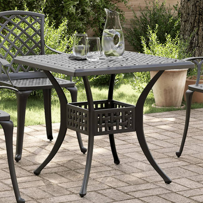 Garden Table Black 80x80x75 cm Cast Aluminium