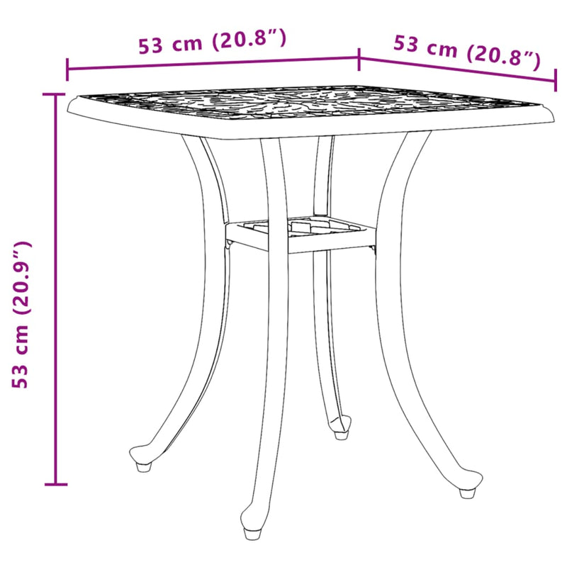 Garden Table Bronze 53x53x53 cm Cast Aluminium