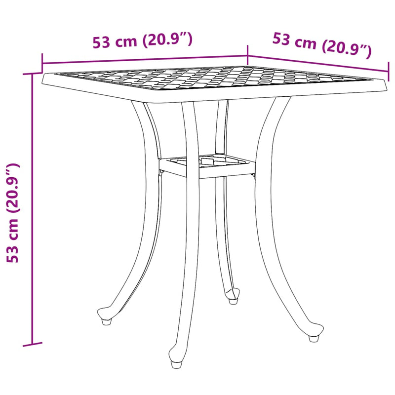 Garden Table Bronze 53x53x53 cm Cast Aluminium