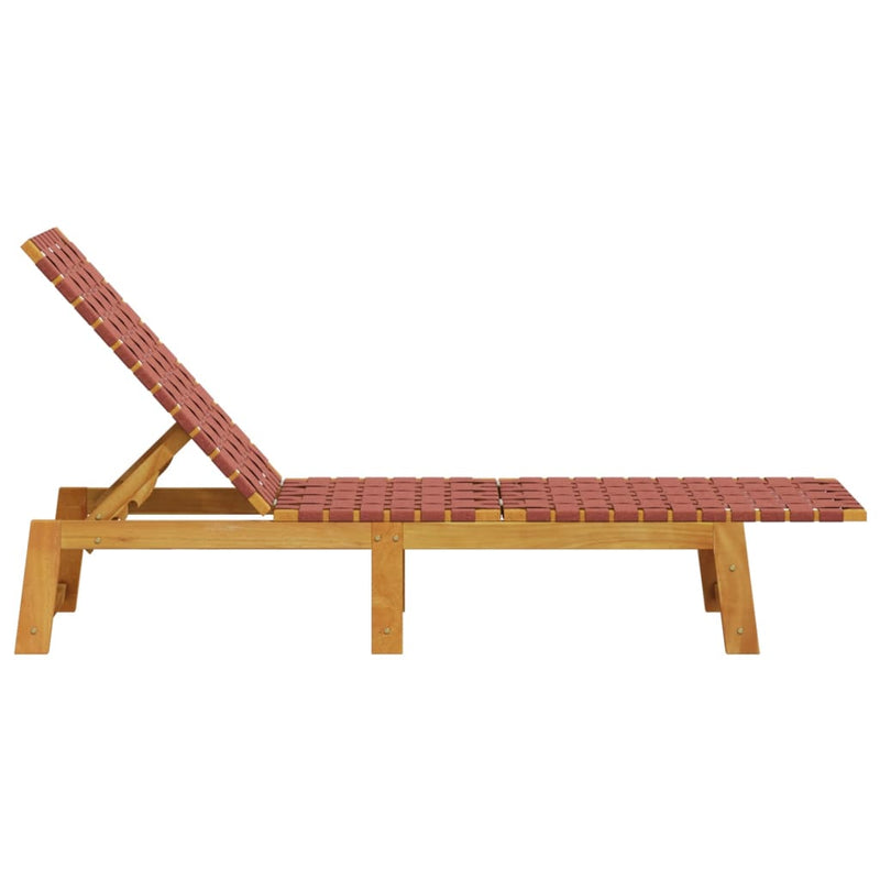 Sun Lounger Red Solid Wood Acacia and Fabric