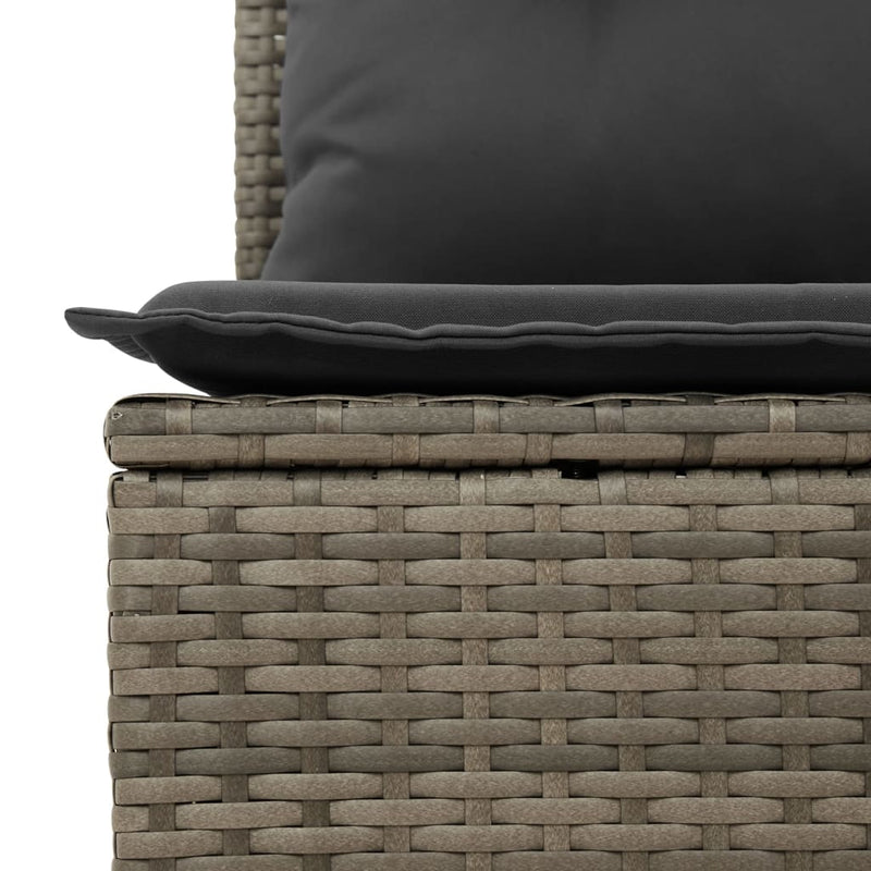 Reclining Garden Bench with Cushions Grey Poly Rattan