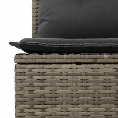 Reclining Garden Bench with Cushions Grey Poly Rattan