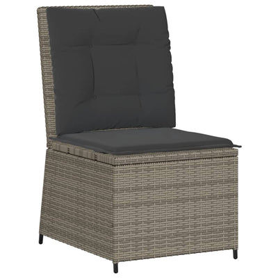 Reclining Garden Sofa with Cushions Grey Poly Rattan