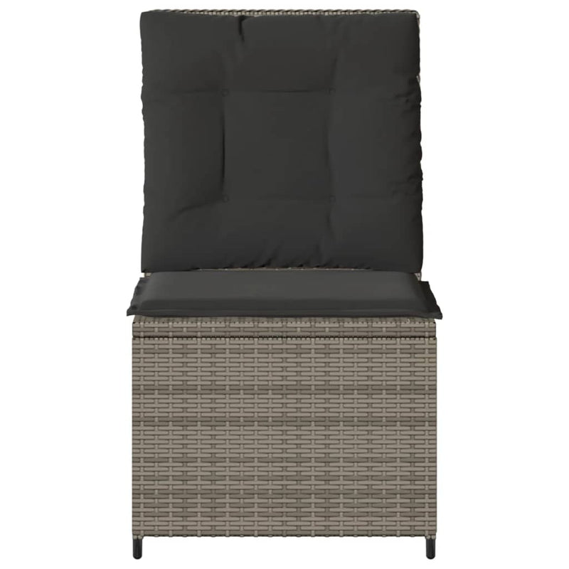 Reclining Garden Sofa with Cushions Grey Poly Rattan