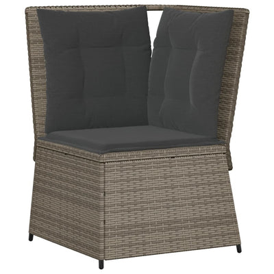 Garden Sofa Corner with Cushions Grey Poly Rattan