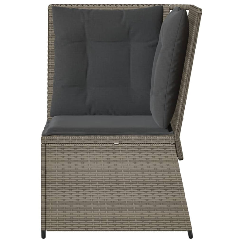 Garden Sofa Corner with Cushions Grey Poly Rattan