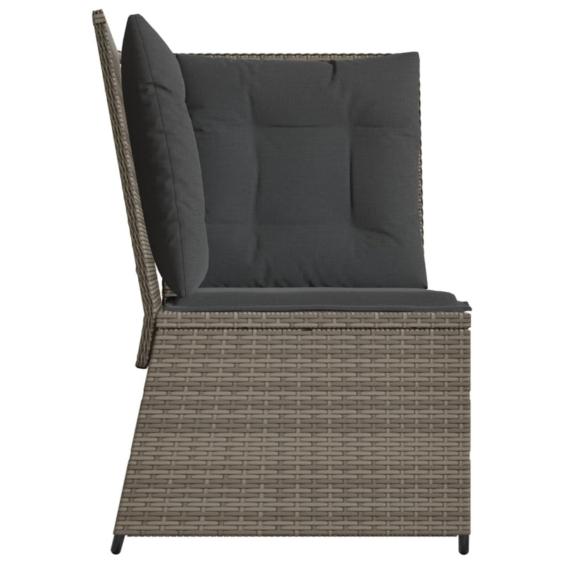 Garden Sofa Corner with Cushions Grey Poly Rattan