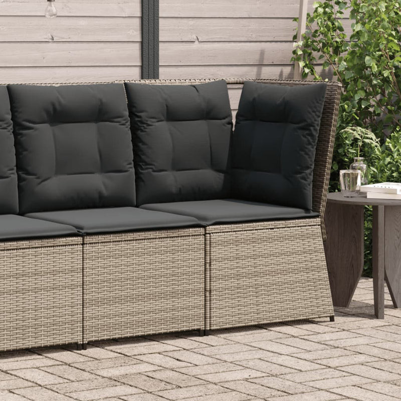 Garden Sofa Corner with Cushions Grey Poly Rattan