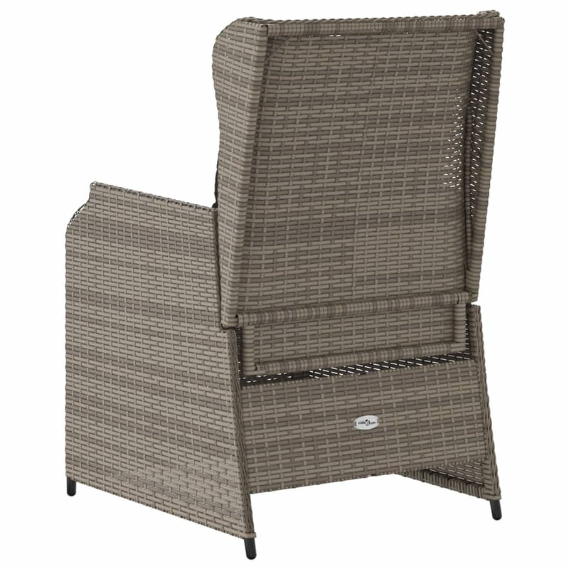 Reclining Garden Chairs 2 pcs with Cushions Grey Poly Rattan