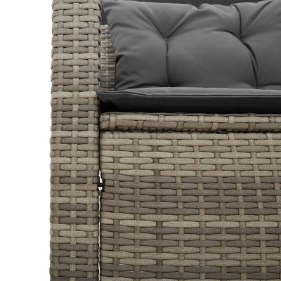 Garden Sofa with Table and Cushions L-Shaped Grey Poly Rattan