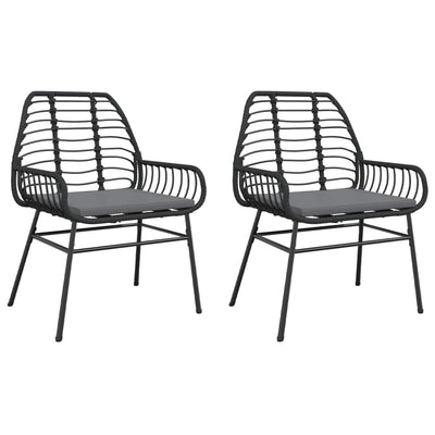 Garden Chairs 2 pcs with Cushions Black Poly Rattan