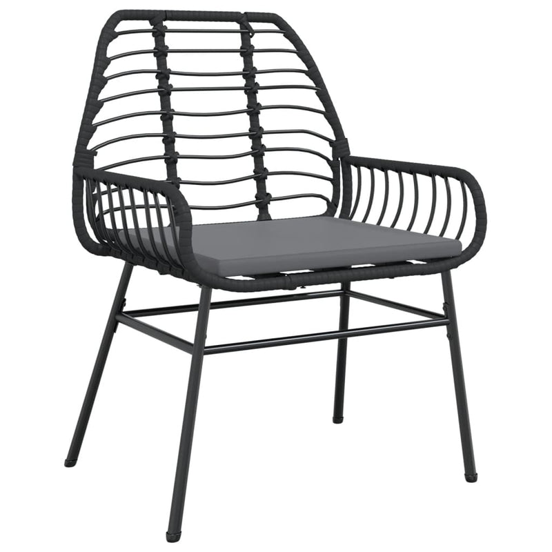 Garden Chairs 2 pcs with Cushions Black Poly Rattan