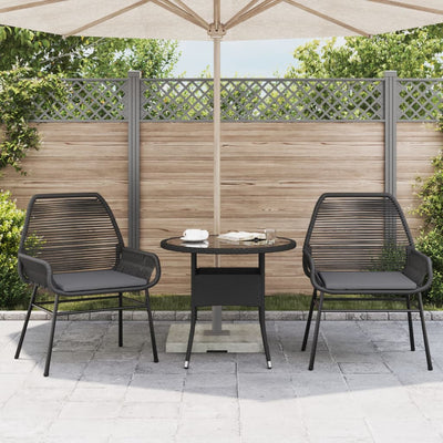 Garden Chairs 2 pcs with Cushions Black Poly Rattan