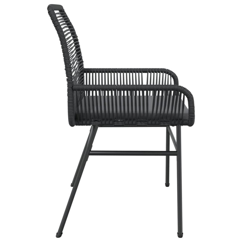 Garden Chairs 2 pcs with Cushions Black Poly Rattan