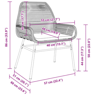 Garden Chairs 2 pcs with Cushions Black Poly Rattan