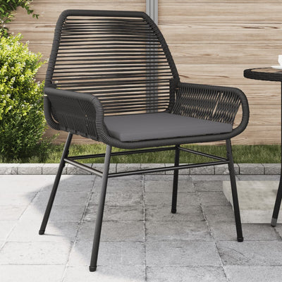 Garden Chairs 2 pcs with Cushions Black Poly Rattan