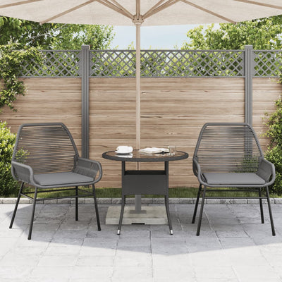 Garden Chairs 2 pcs with Cushions Grey Poly Rattan