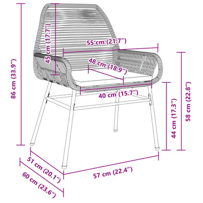 Garden Chairs 2 pcs with Cushions Grey Poly Rattan