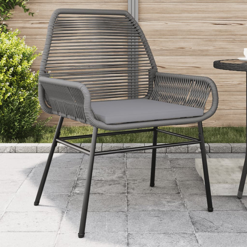 Garden Chairs 2 pcs with Cushions Grey Poly Rattan