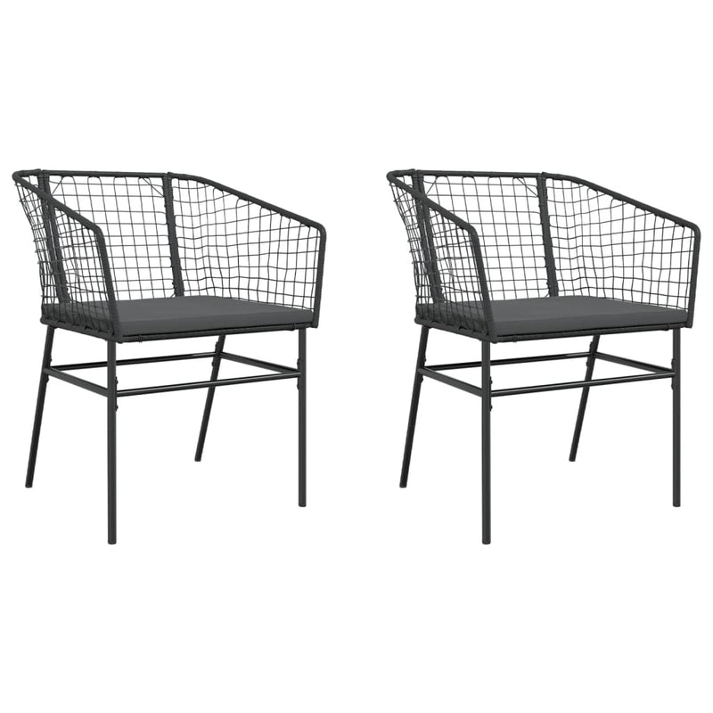 Garden Chairs 2 pcs with Cushions Black Poly Rattan