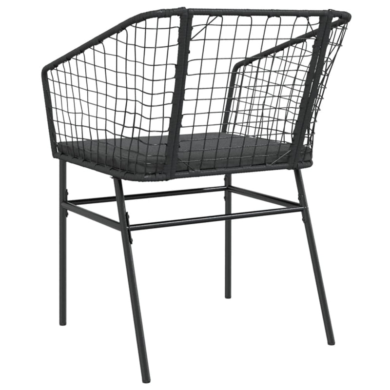 Garden Chairs 2 pcs with Cushions Black Poly Rattan