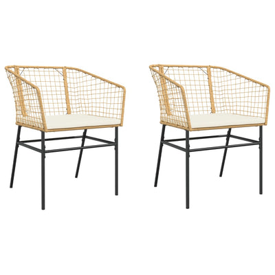 Garden Chairs 2 pcs with Cushions Brown Poly Rattan