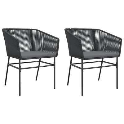 Garden Chairs 2 pcs with Cushions Black Poly Rattan