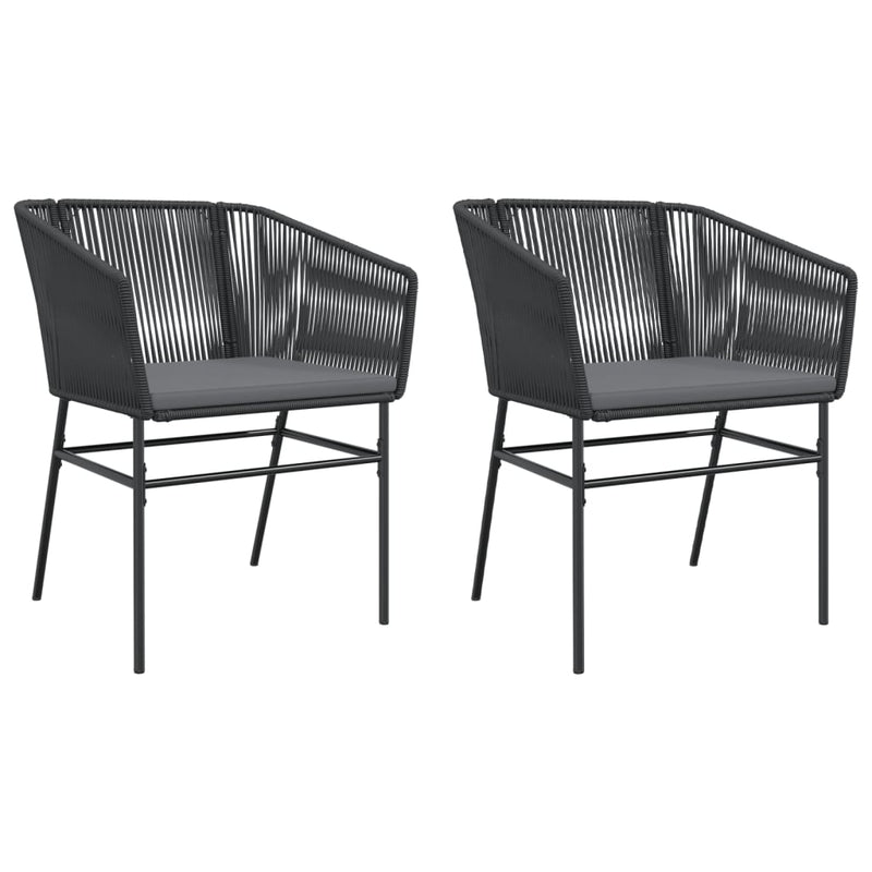 Garden Chairs 2 pcs with Cushions Black Poly Rattan