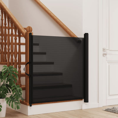 Retractable Pet Gate Black 102.5x125 cm