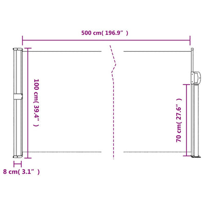 Retractable Side Awning Anthracite 100x500 cm