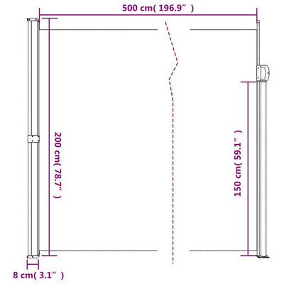 Retractable Side Awning Anthracite 200x500 cm