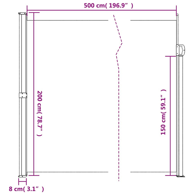 Retractable Side Awning Anthracite 200x500 cm