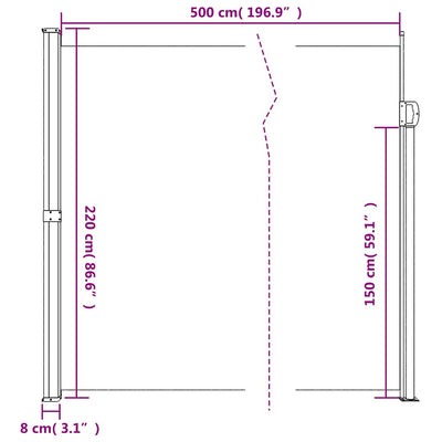 Retractable Side Awning Anthracite 220x500 cm