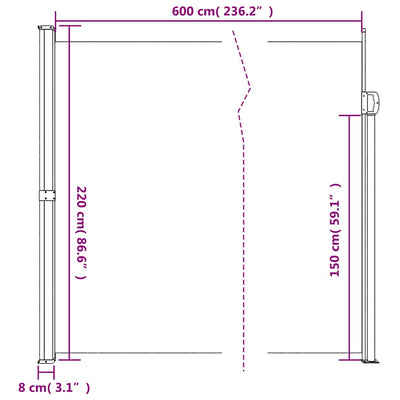 Retractable Side Awning Anthracite 220x600 cm