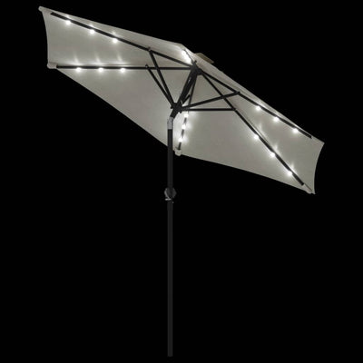 Garden Parasol with LEDs and Steel Pole White 225x225x212cm