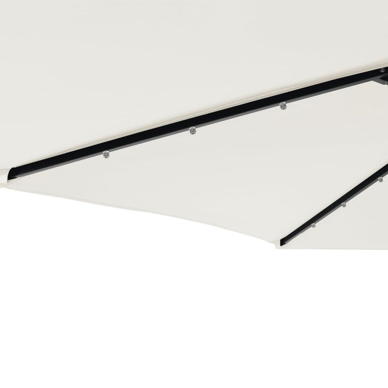 Garden Parasol with LEDs and Steel Pole White 225x225x212cm