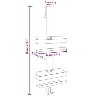 Hanging Shower Caddy Matt Black Brushed 304 Stainless Steel