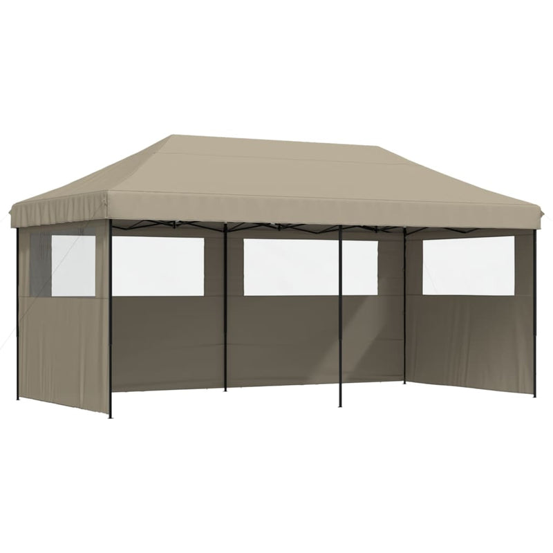 Foldable Party Tent Pop-Up with 3 Sidewalls Taupe