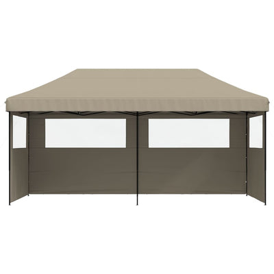 Foldable Party Tent Pop-Up with 3 Sidewalls Taupe