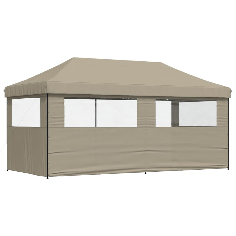 Foldable Party Tent Pop-Up with 3 Sidewalls Taupe