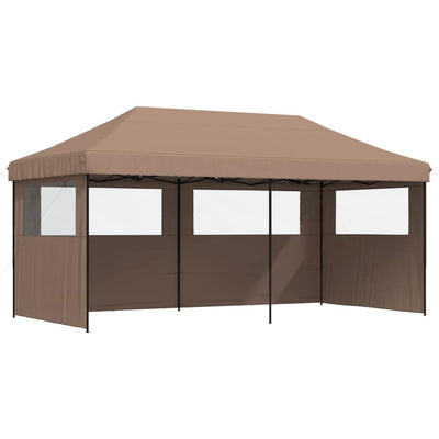 Foldable Party Tent Pop-Up with 3 Sidewalls Brown