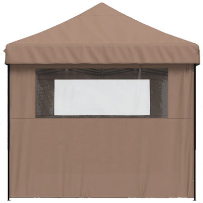 Foldable Party Tent Pop-Up with 3 Sidewalls Brown